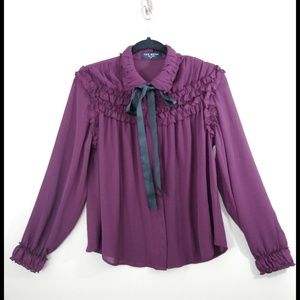 Few Moda Wine Color Hidden-button Blouse Size Med